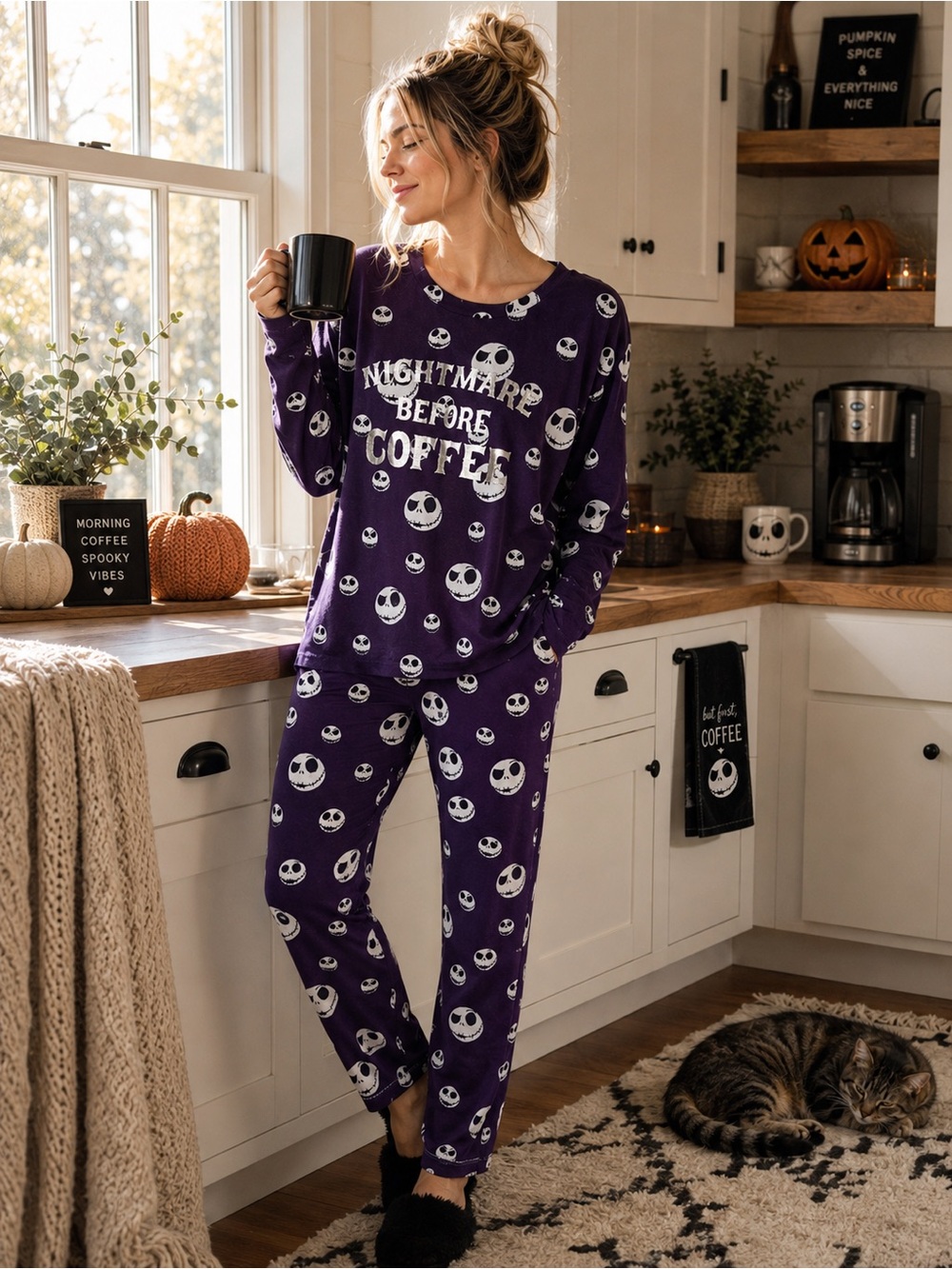 🎃 Disney Nightmare Before Coffee Pajama Set S